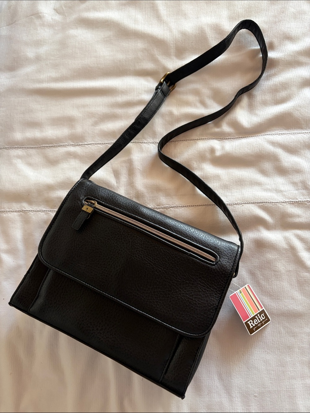 Brand New W Tags Y2K Relic Black Leather Messenger Crossbody Bag